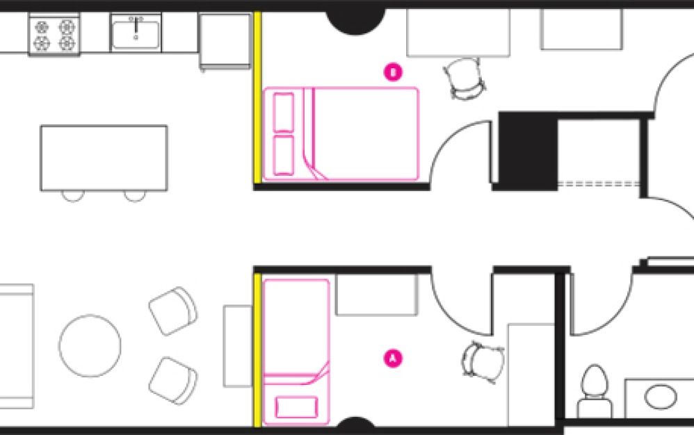 2 bedroom floor plan in Chicago near Columbia College